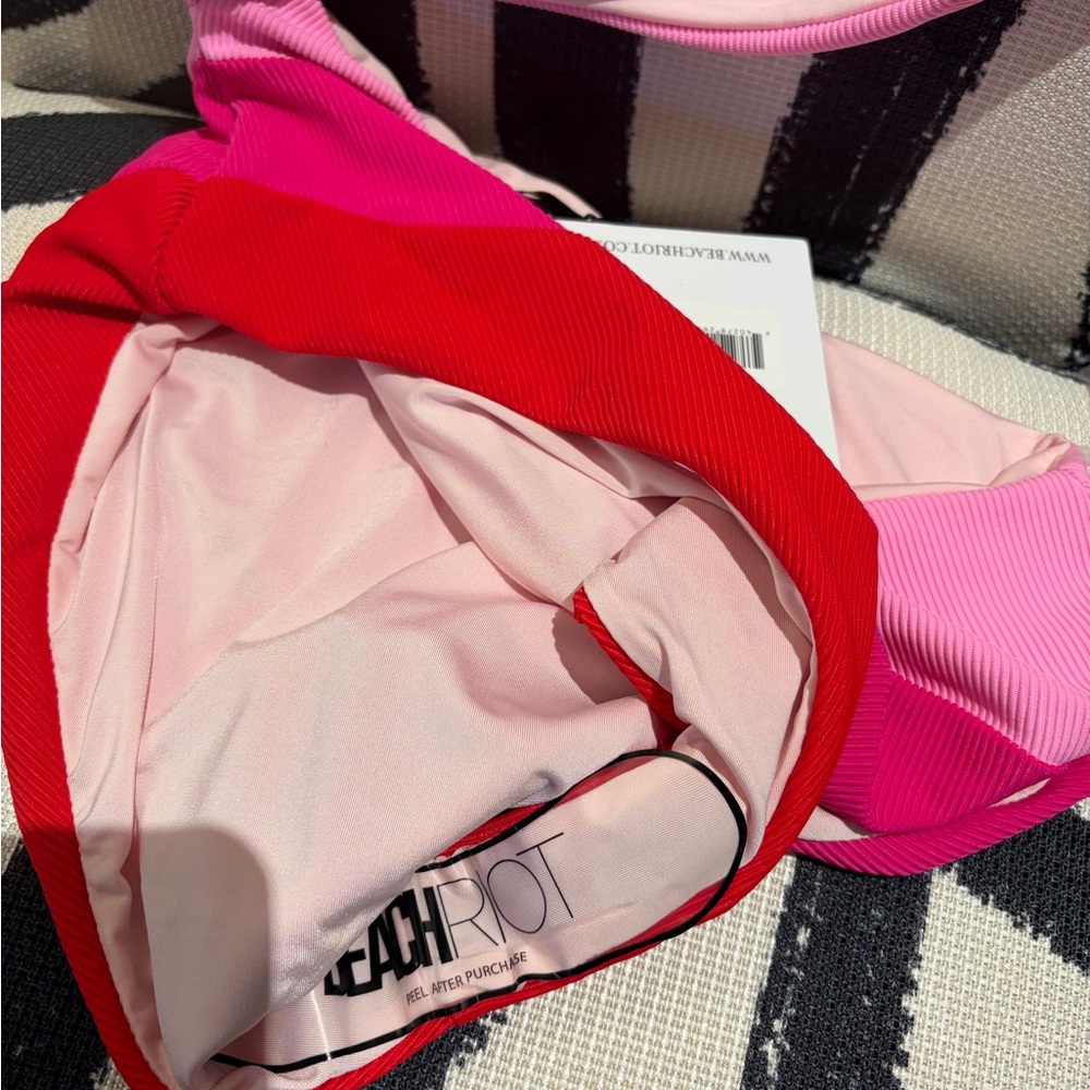 BEACH RIOT Colorblock Ribbed Bikini - Pink & Red - Picture 4 of 5